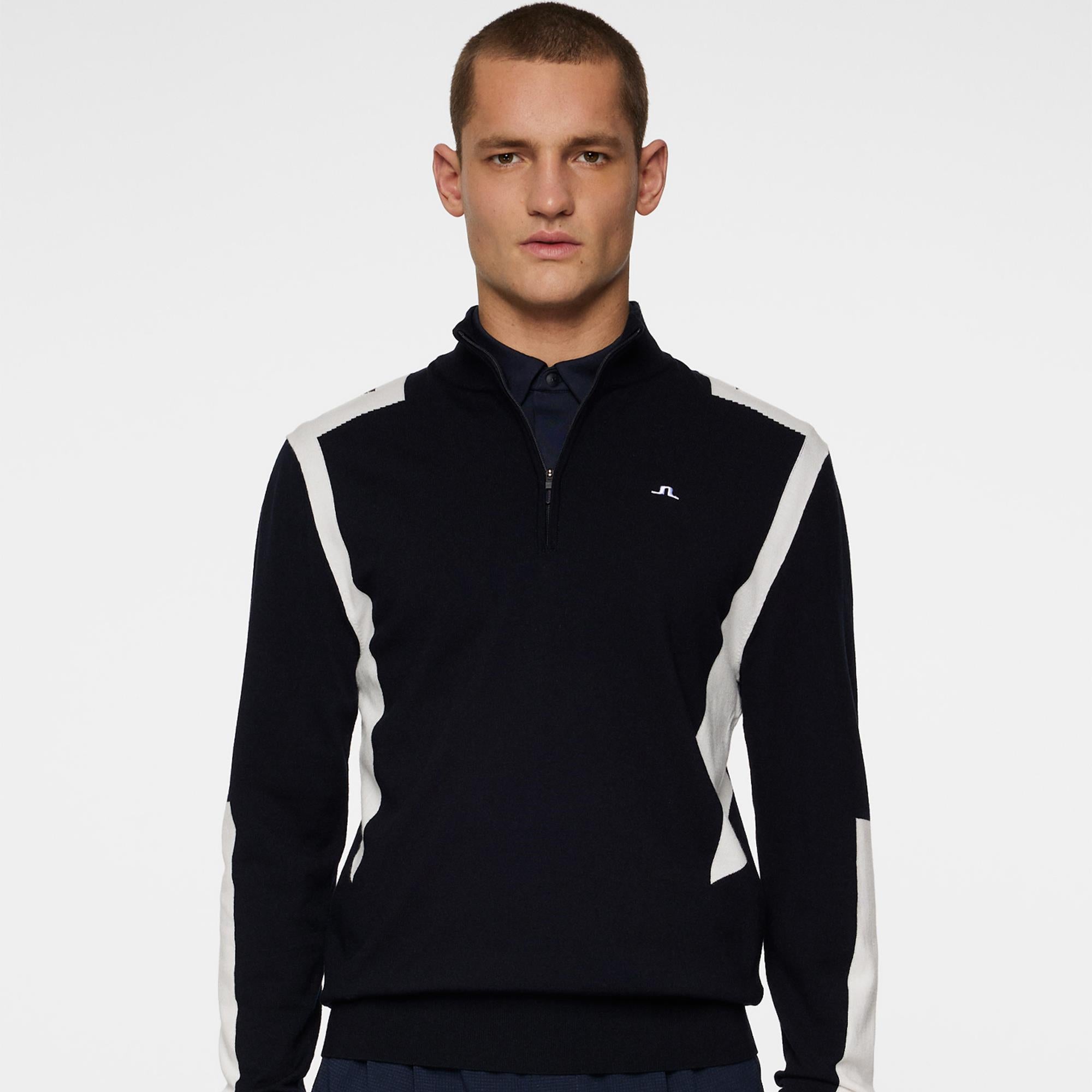 J Lindeberg Kendrick Knitted Quarter Zip Mens Sweater Navy